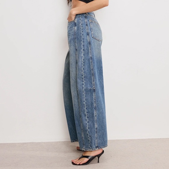 Good American Good Extreme Barrel Relaxed Fit Women's Jeans in Indigo 14/32 - Picture 11 of 13